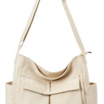 Canvas Tote Bag Messenger Bag, Large Crossbody Bag for Women or Men, Casual Canvas Shoulder Bag for College Work Daily