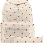 School Backpack for Teens Large Corduroy Bookbag Lightweight Girls Boys Casual High School College 17 inch Laptop Travel Bag